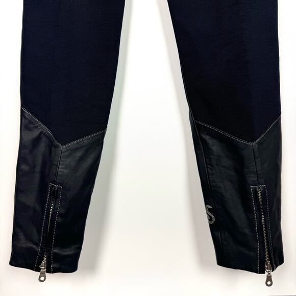 HARLEY DAVIDSON Knit & Leather Faux Chaps Riding Legging Pants Punk Gothic Biker - Picture 6 of 8